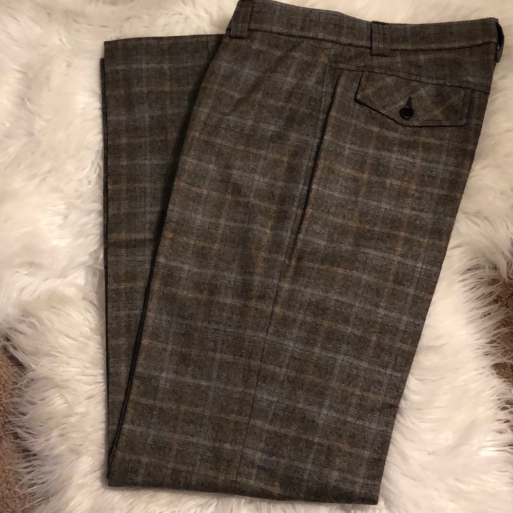 ZEFFIRA WOOL/CASHMERE BROWN PLAID PANTS
